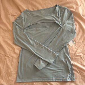 Nine West Blue Cutout Tee NWT Size Large
